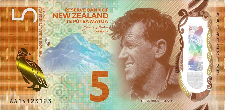 Five New Zealand Dollars Banknote